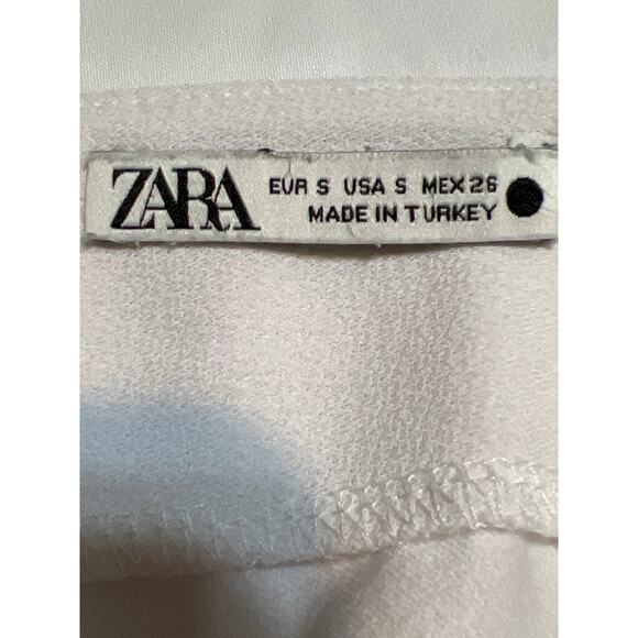 Zara Loose Fit White Front and Back Deep Vee Neck Top - Picture 5 of 8